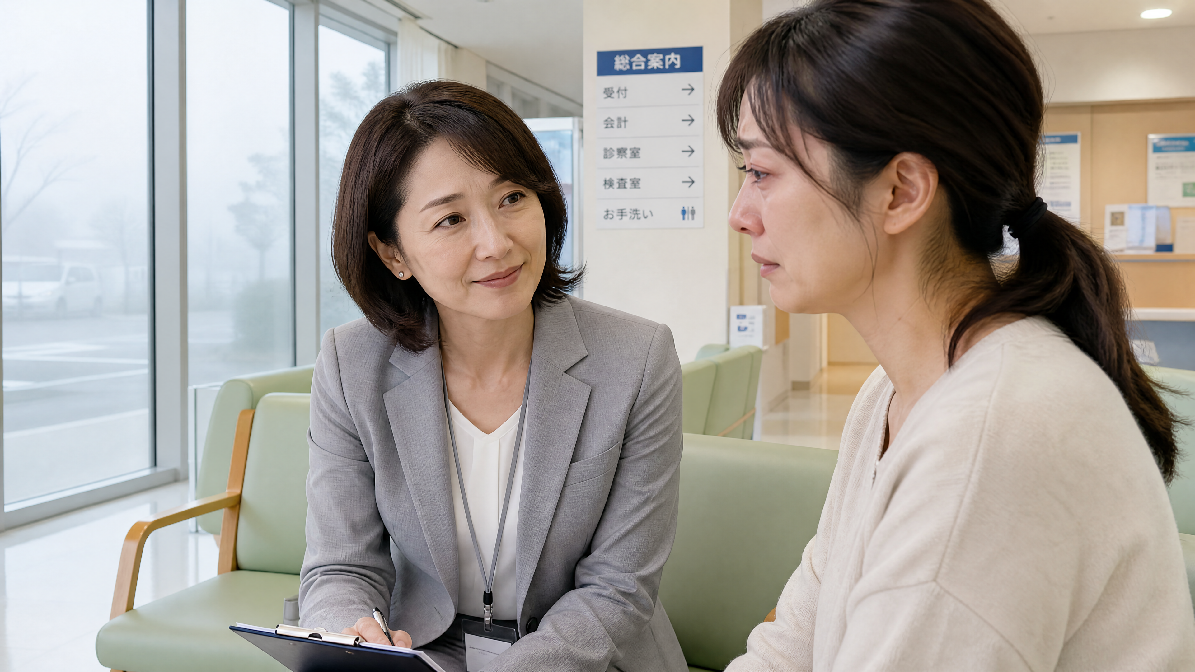 温かく話を聞く女性スタッフのイメージ